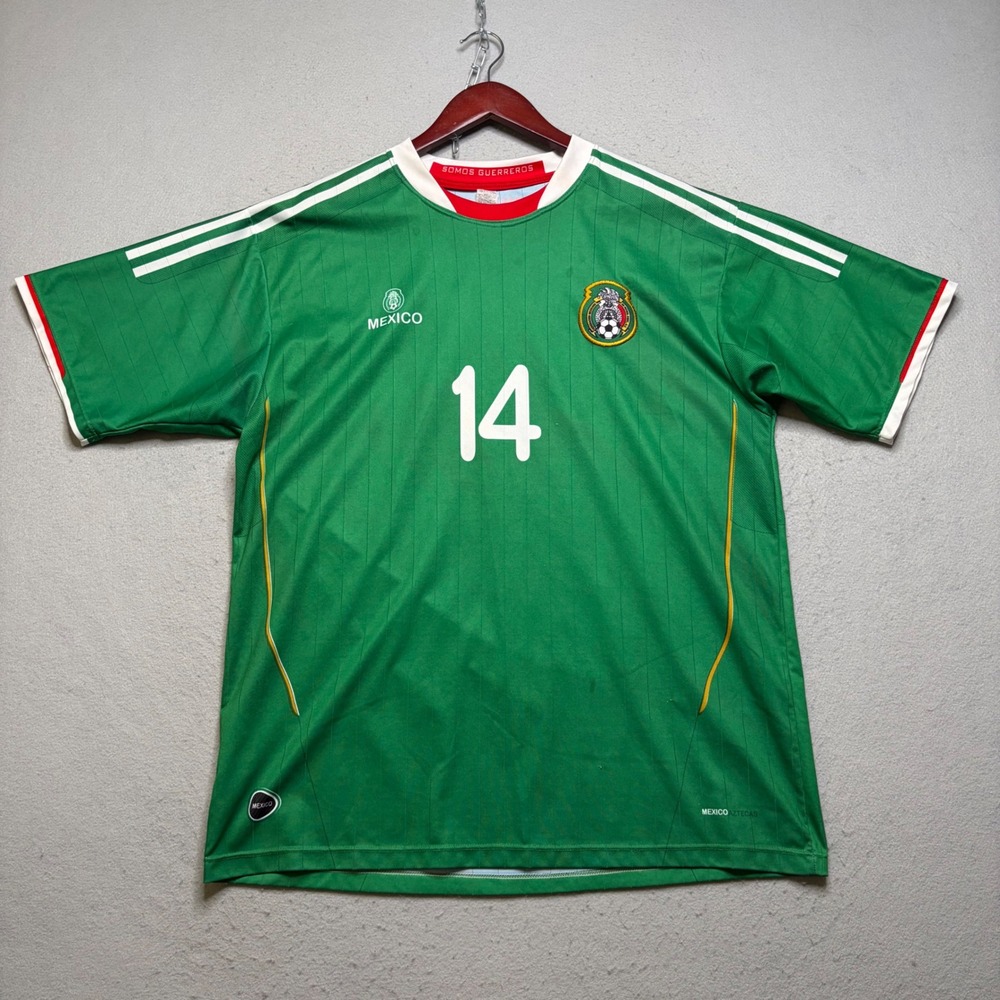 Vintage Mexico Soccer Jersey Mens XL Green Chicharito 14 90s FMF Football Shirt